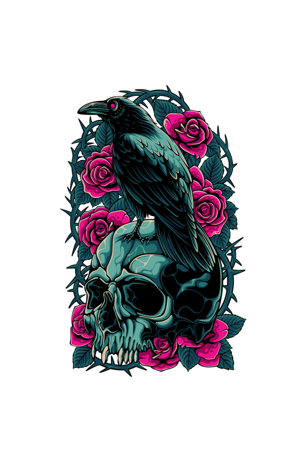 Raven Skull Roses Sweatshirt